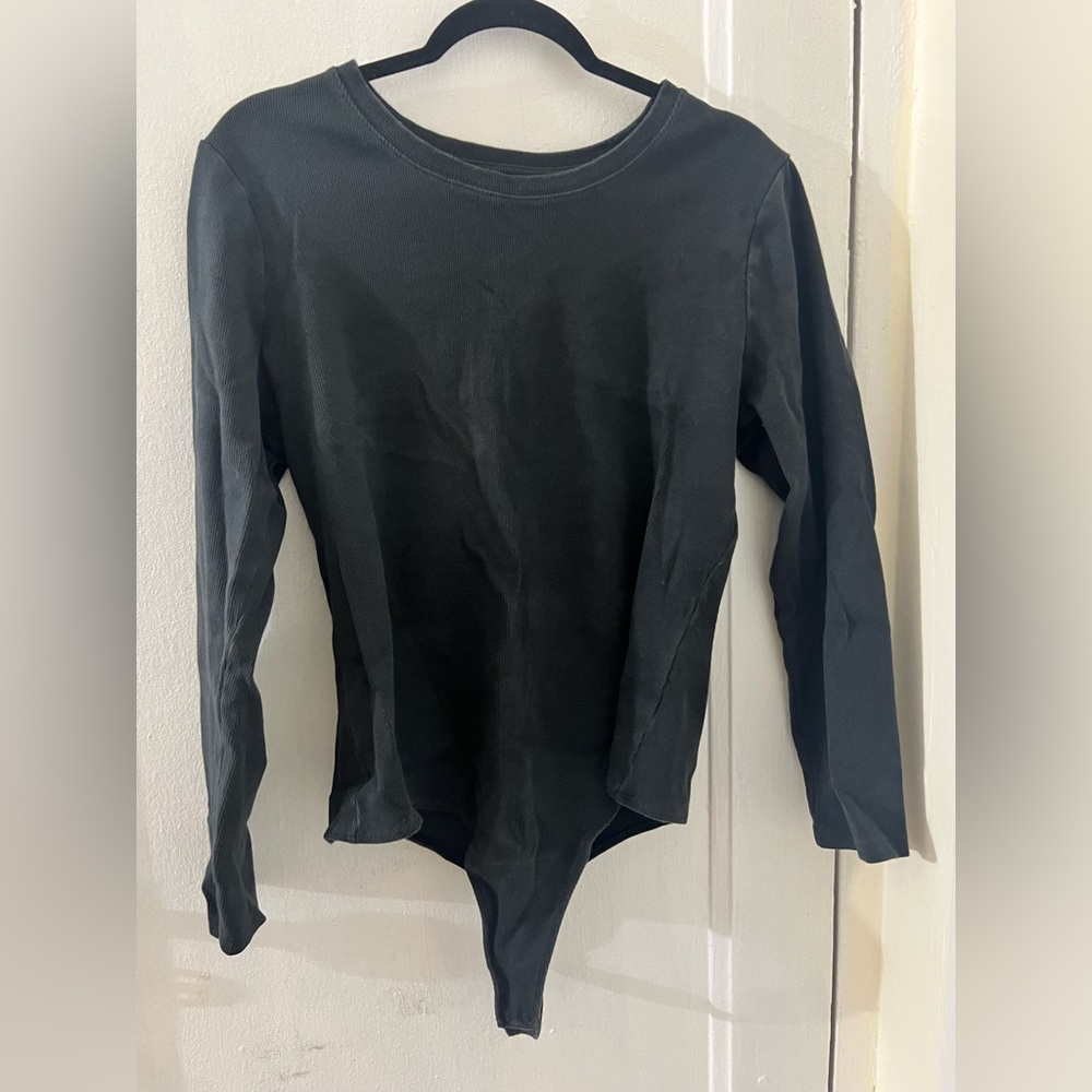 Nuuds Black Fitted Bodysuit with Long Sleeves